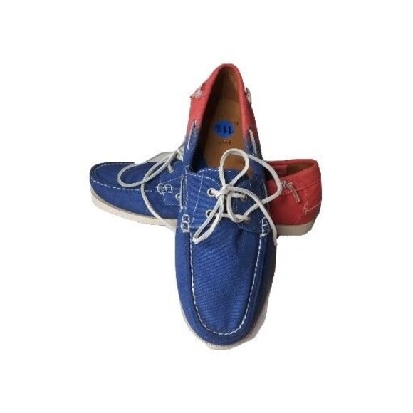 Polo Ralph Lauren USA Merton Boat Shoes Hombre Blue Red Tie dye Canvas Mens 11.5 main image 9